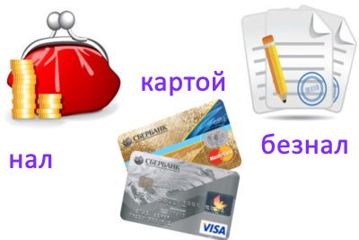 с оплатой наличным или безналичным способом